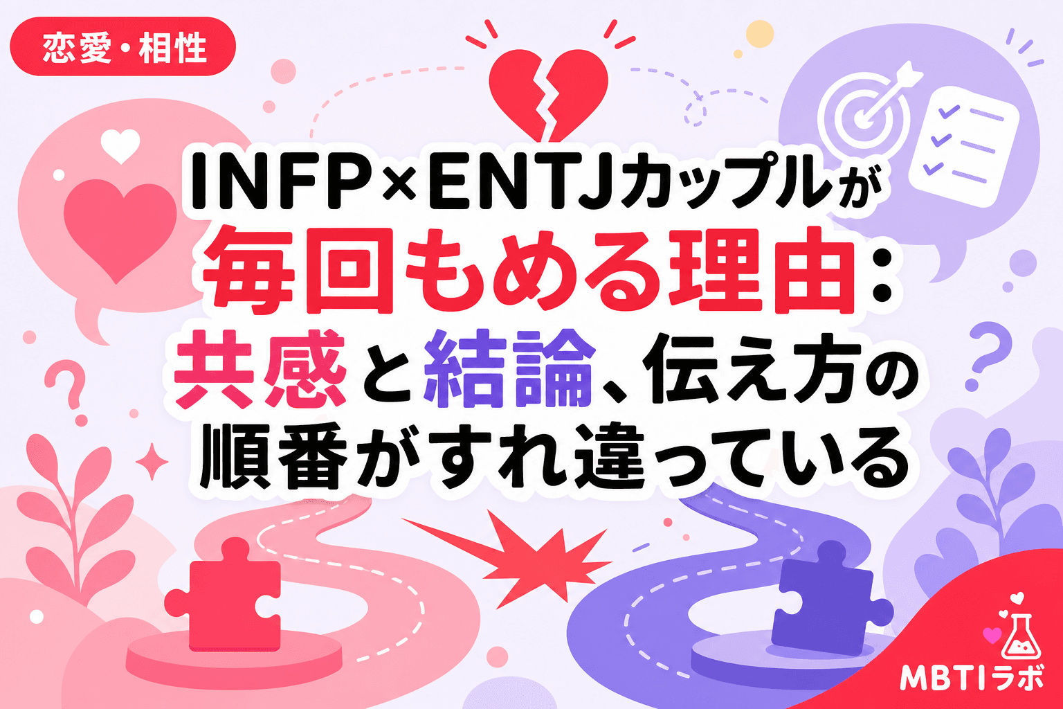 INFP×ENTJカップルが毎回もめる理由:共感と結論、伝え方の順番がすれ違っている