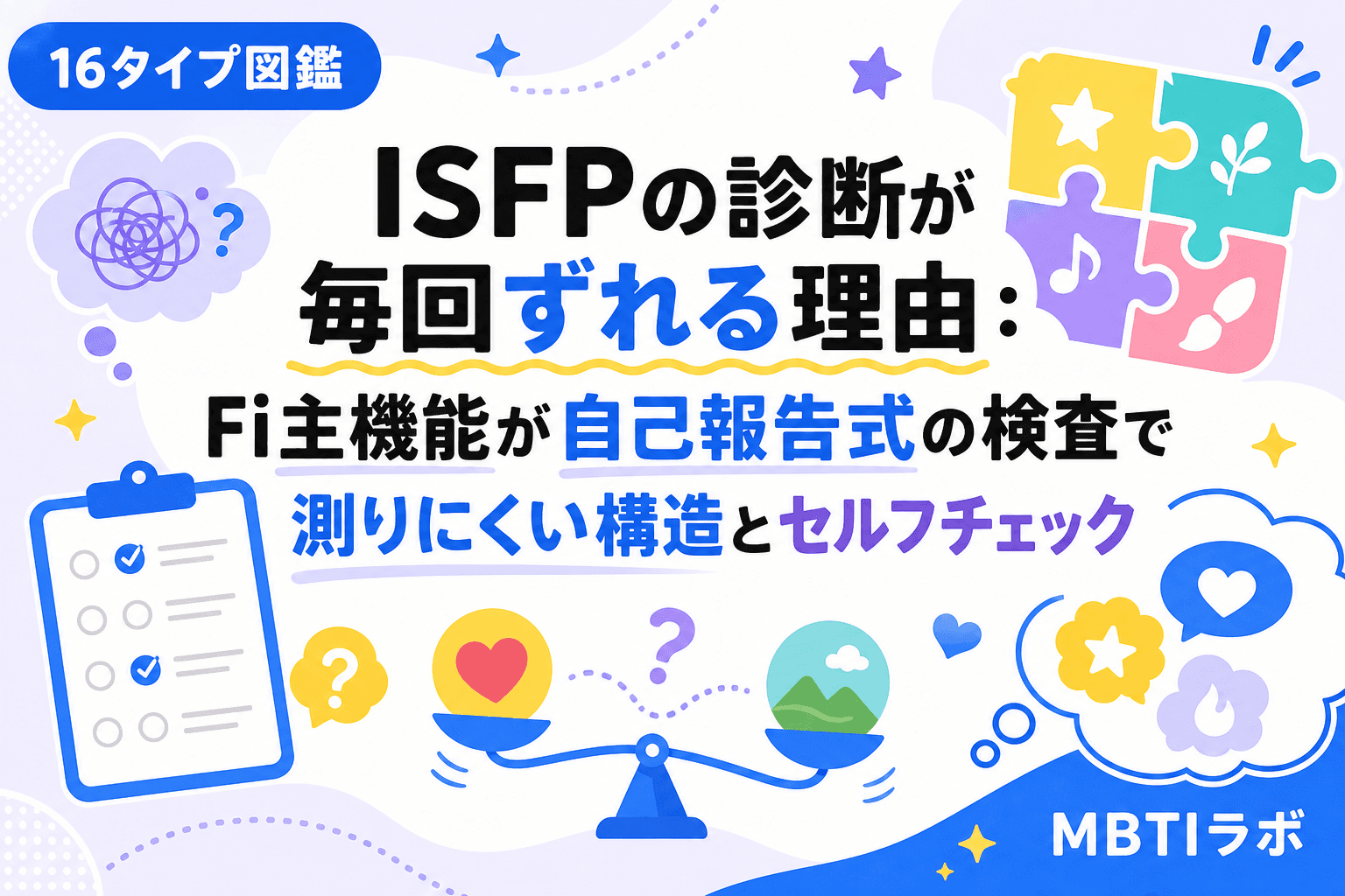 ISFPの診断が毎回ずれる理由:Fi主機能が自己報告式の検査で測りにくい構造とセルフチェック