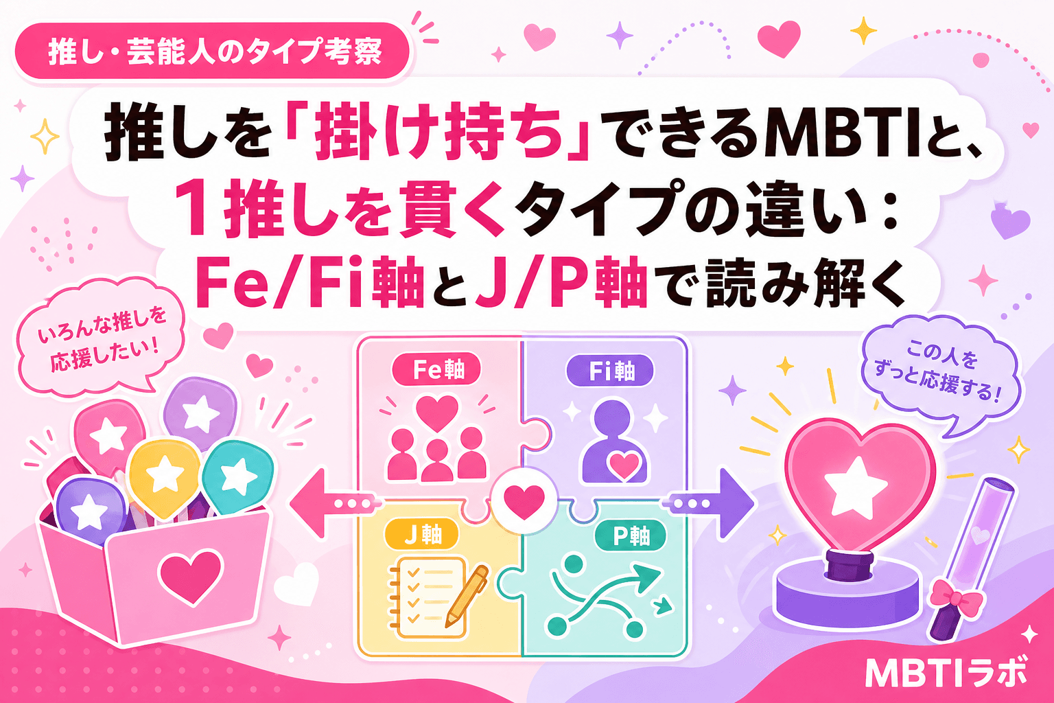 推しを「掛け持ち」できるMBTIと、1推しを貫くタイプの違い:Fe/Fi軸とJ/P軸で読み解く