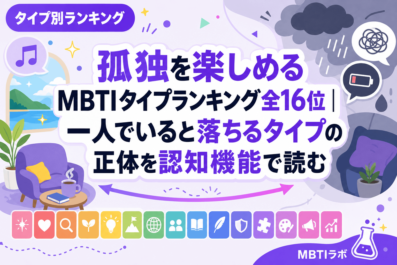 孤独を楽しめるMBTIタイプランキング全16位|一人でいると落ちるタイプの正体を認知機能で読む